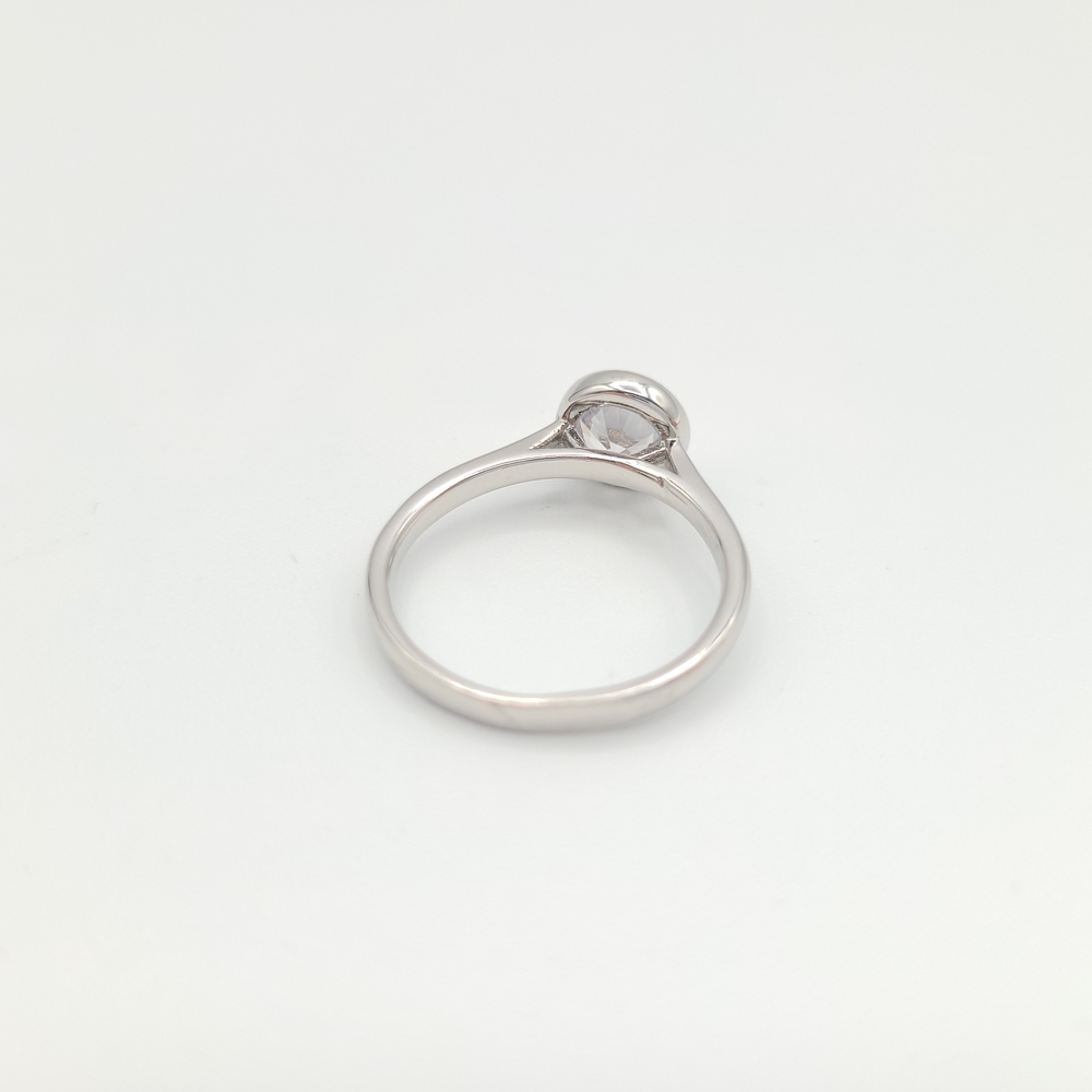 Bezel Set Solitaire CZ Ring | Minimalist Silver Dainty Stackable Ring Size 7 - Picture 7 of 14